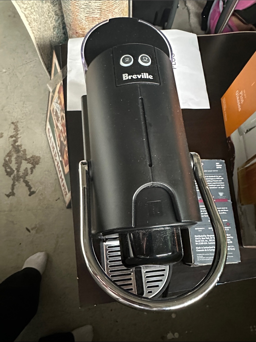 Nespresso Compact Single-Serve Coffee Maker  - Black with Stainless Accents